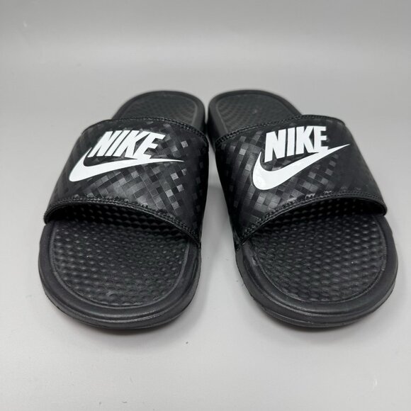 Nike Benassi JDI Womens Size 9 343881-011 Black Open Toe Slip On Slide Sandals - Picture 4 of 8